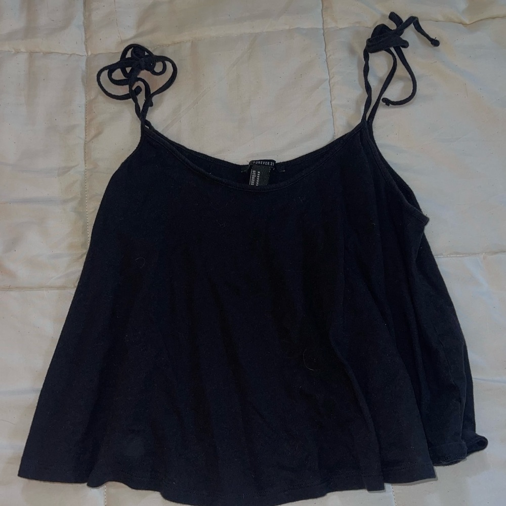 Forever 21 Tie Shoulders Double Weave Cami Swing Top